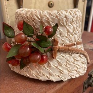 Vintage cloche hat with fruit accent